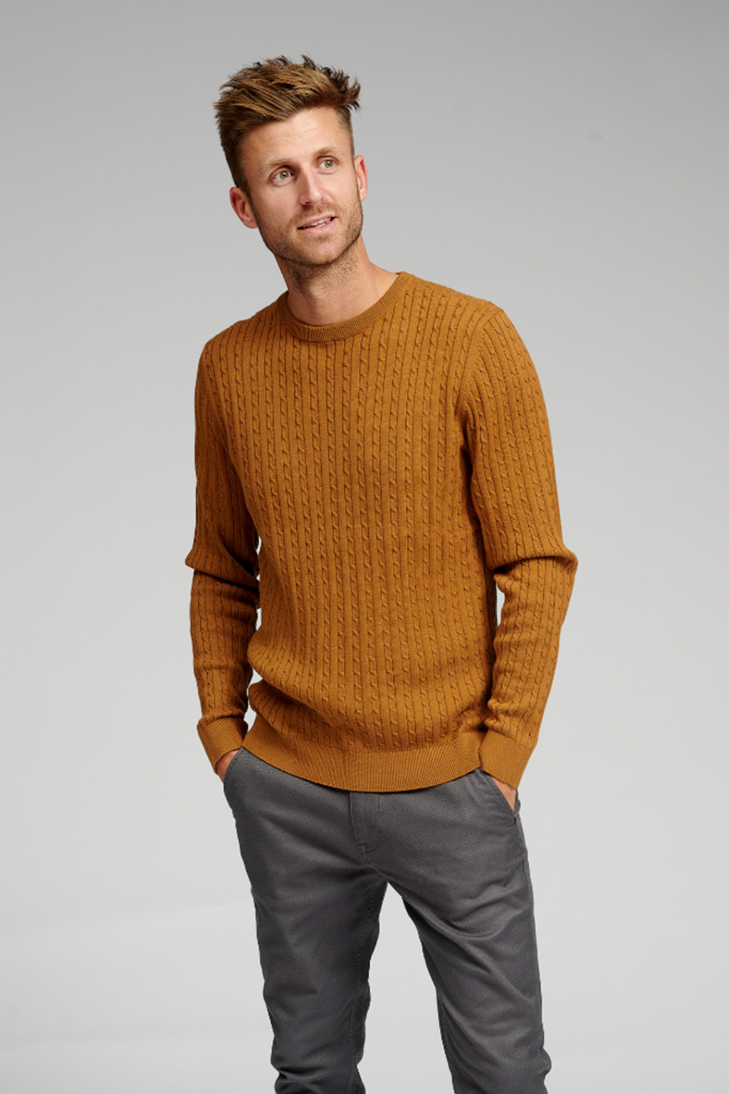 Cable Crewneck - Cinder