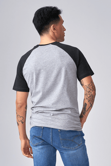 Basic raglan T-shirt - Svart-Lys Grå