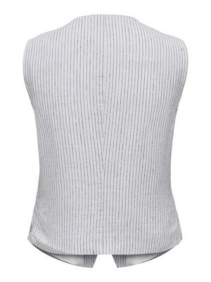 Olga Linen Pinstripe Vest - Bright White - ONLY