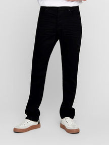 Mike Stretch Jeans - Svart (Bred passform)
