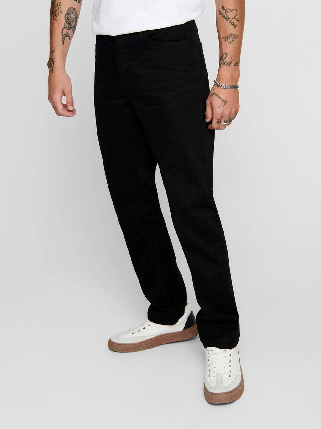 Mike Stretch Jeans - Svart (Bred passform)