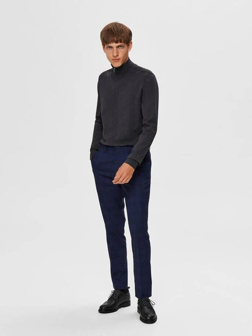 Pima half zip pullover - Mørkegrå - Selected Homme