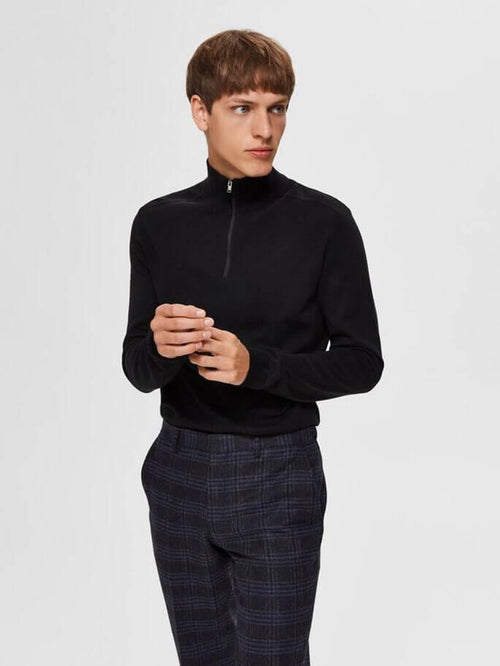 Pima half zip pullover - Svart - Selected Homme