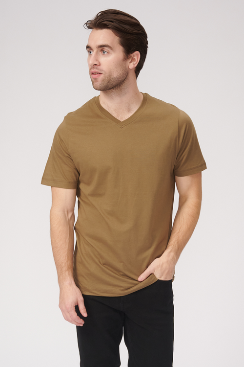Basic Vneck t-shirt - Oliven - TeeShoppen