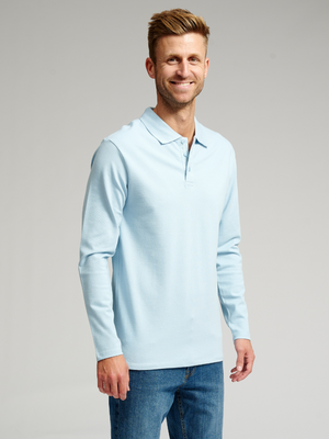 Muscle Langermet Polo Shirt - Lyseblå - TeeShoppen