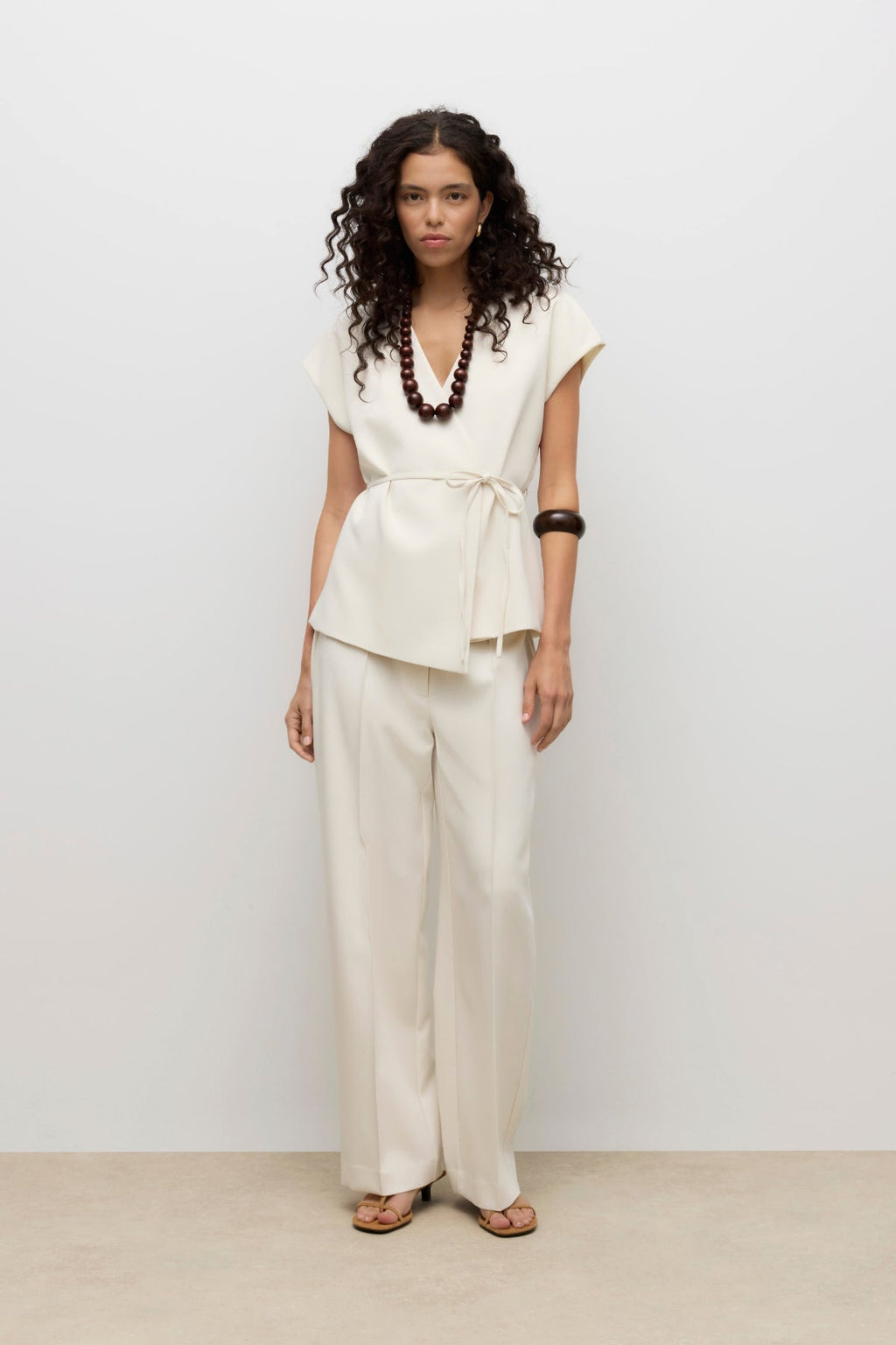 Vannah V-hals Midi Vest - Birch