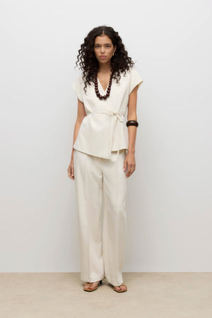 Vannah V-hals Midi Vest - Birch