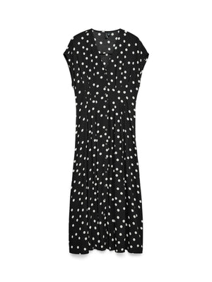 Elisa Pleat Skjortekjole - Black - Snow White Dot
