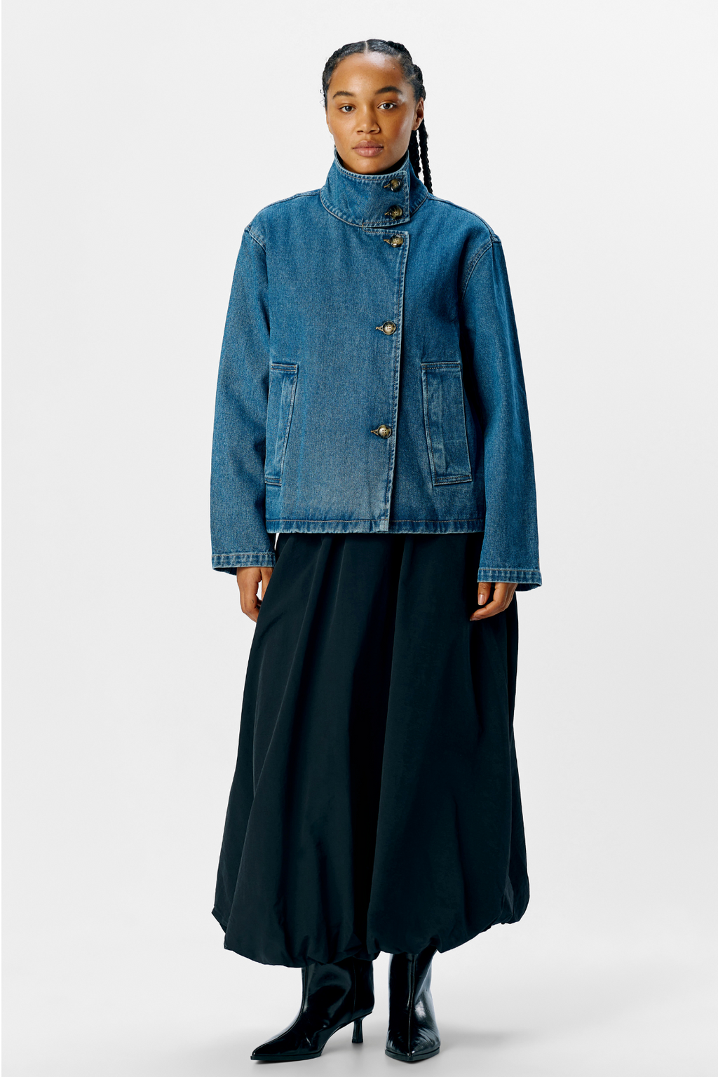 Tilla Gro L/S Denim Jakke - Medium Blå Denim