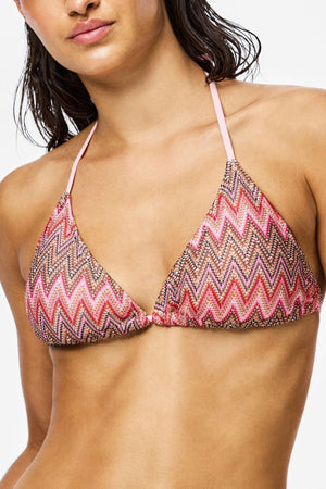 Ada Bikini Strikket Trekanttopp - Rose Shadow - Jacquard-mønster
