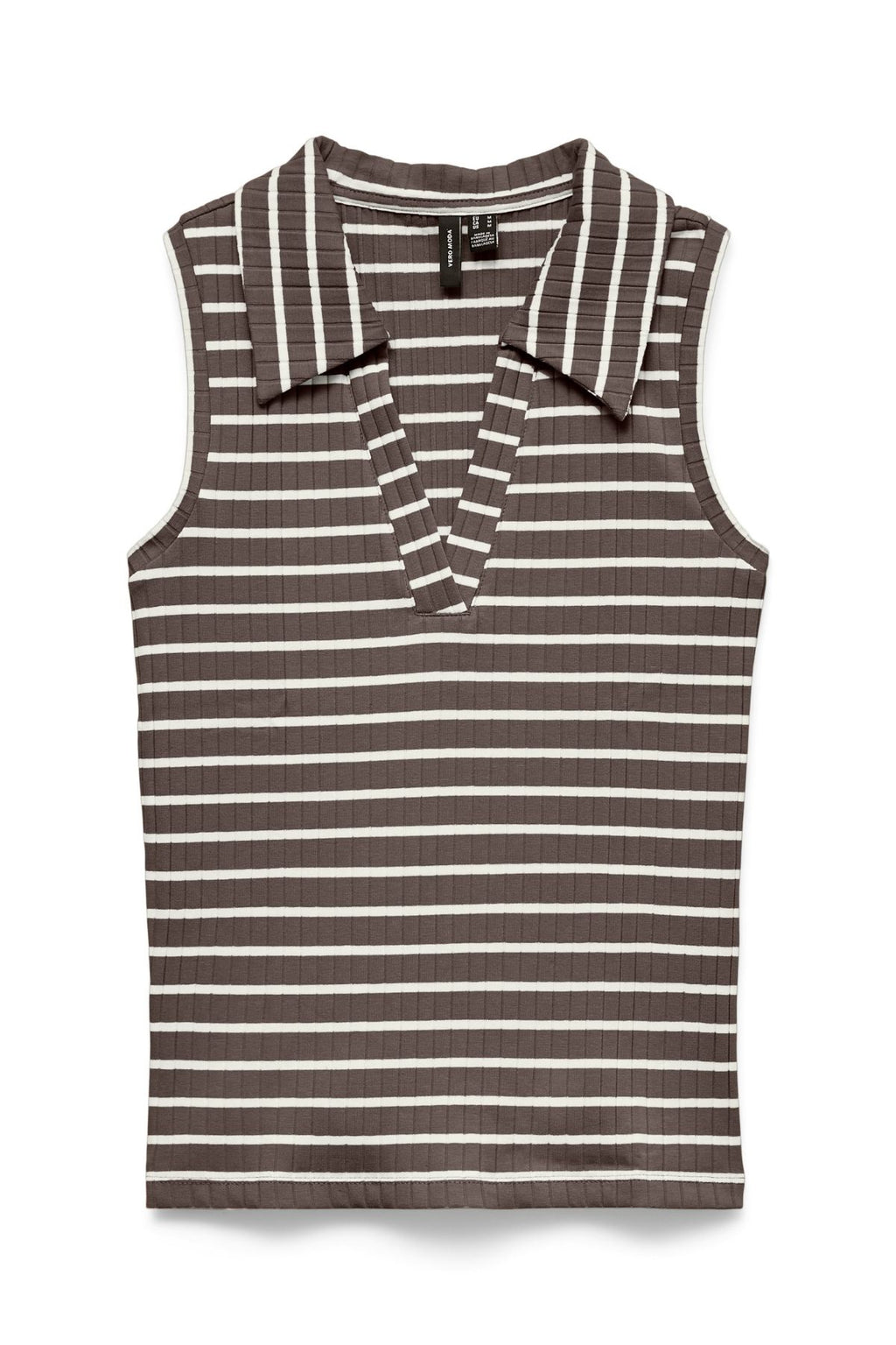Sea Collar Topp - Chocolate Martini Stripes: Snow White
