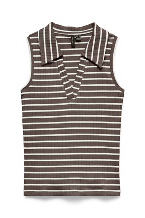 Sea Collar Topp - Chocolate Martini Stripes: Snow White