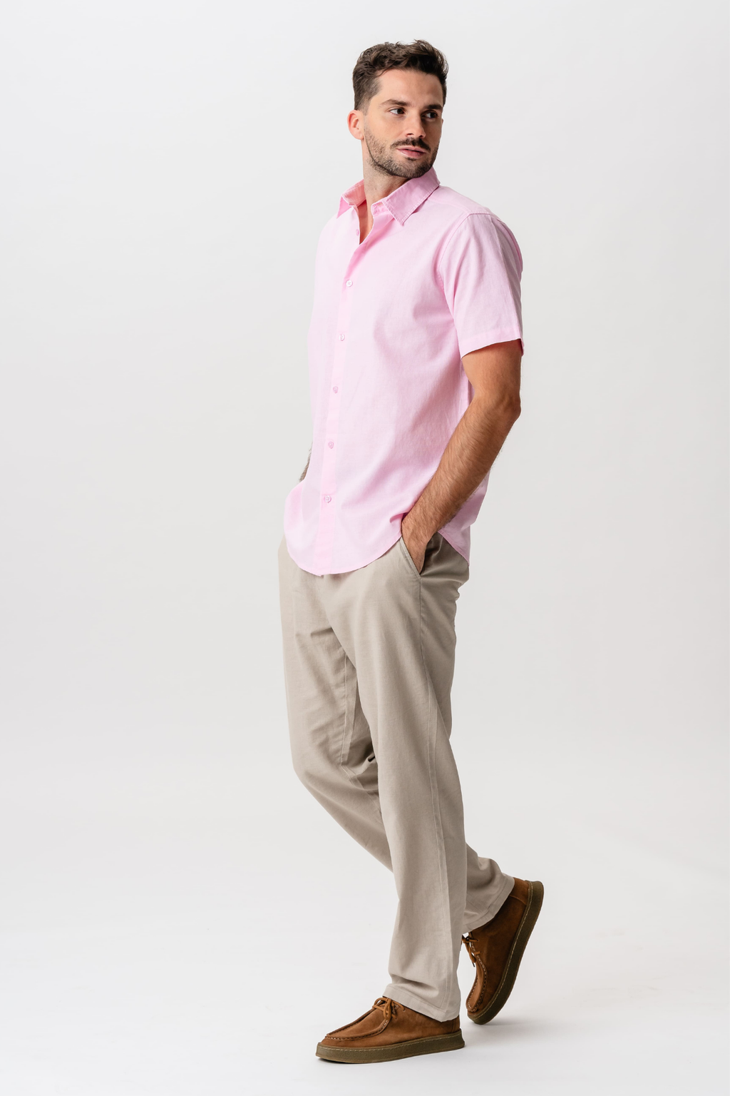 Kortermet Linskjorte - Rosa