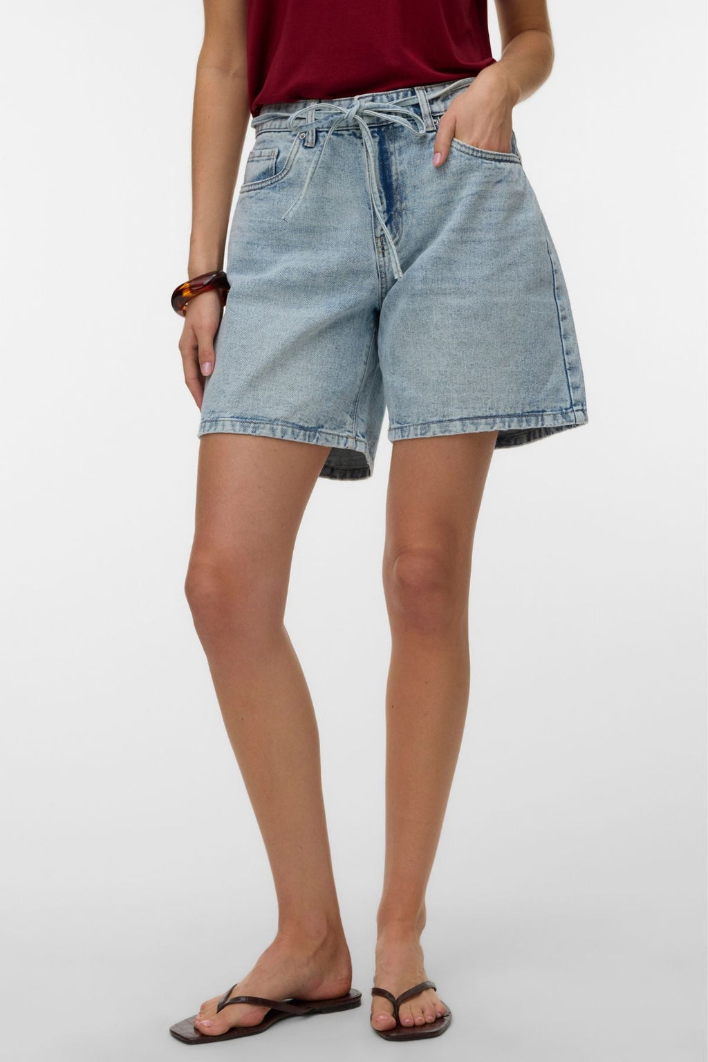 Wien Belt Shorts Mix - Light Blue Denim