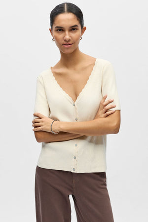 Kelly Re V-Hals Cardigan - Birch