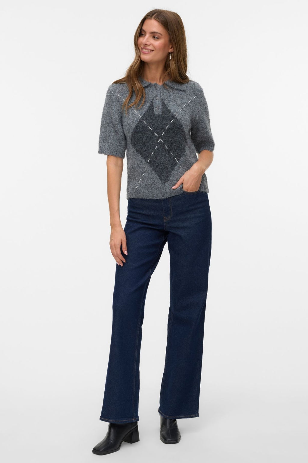 Bliss 2/4 Polohals Genser - Medium Grey Melange