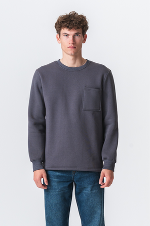Pocket Sweatshirt Regular Fit - Mørk Grå