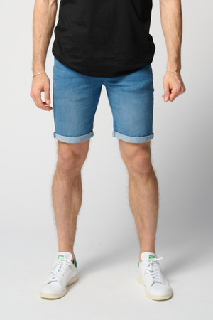 Performance Denim Shorts - Denim Blå