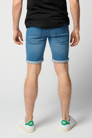 Performance Denim Shorts - Denim Blå