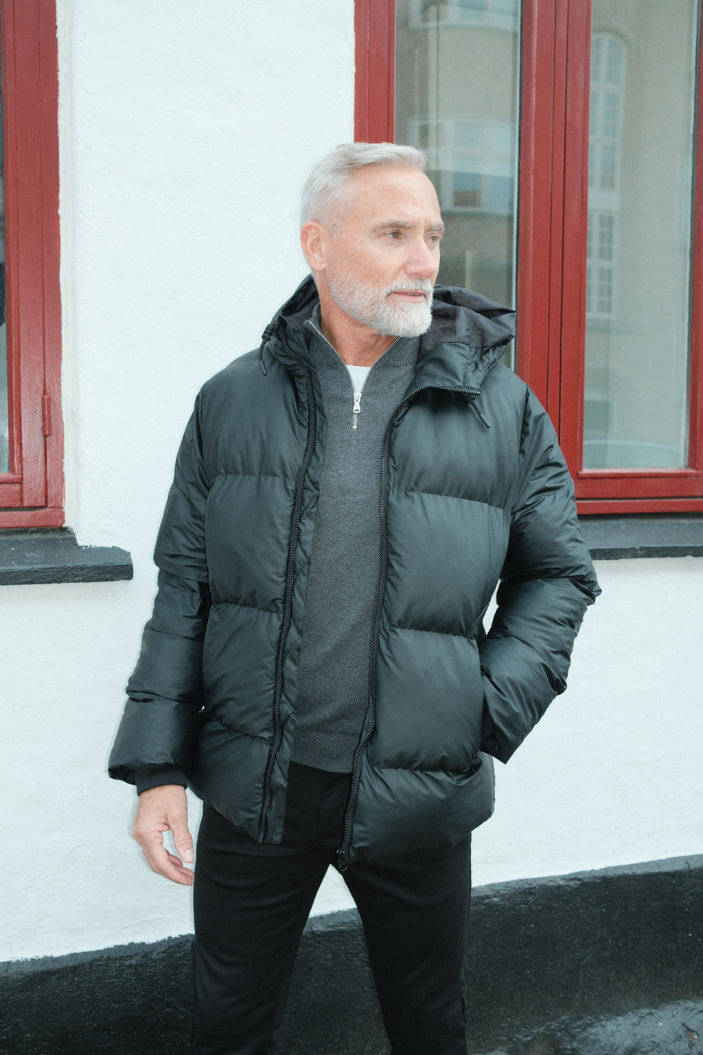 Coated Hooded Jakke - Oliven