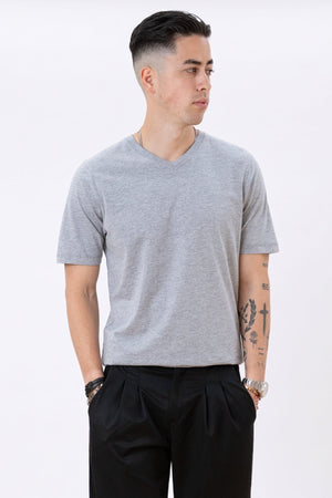 Basic V-neck t-shirt - Oxford Grå