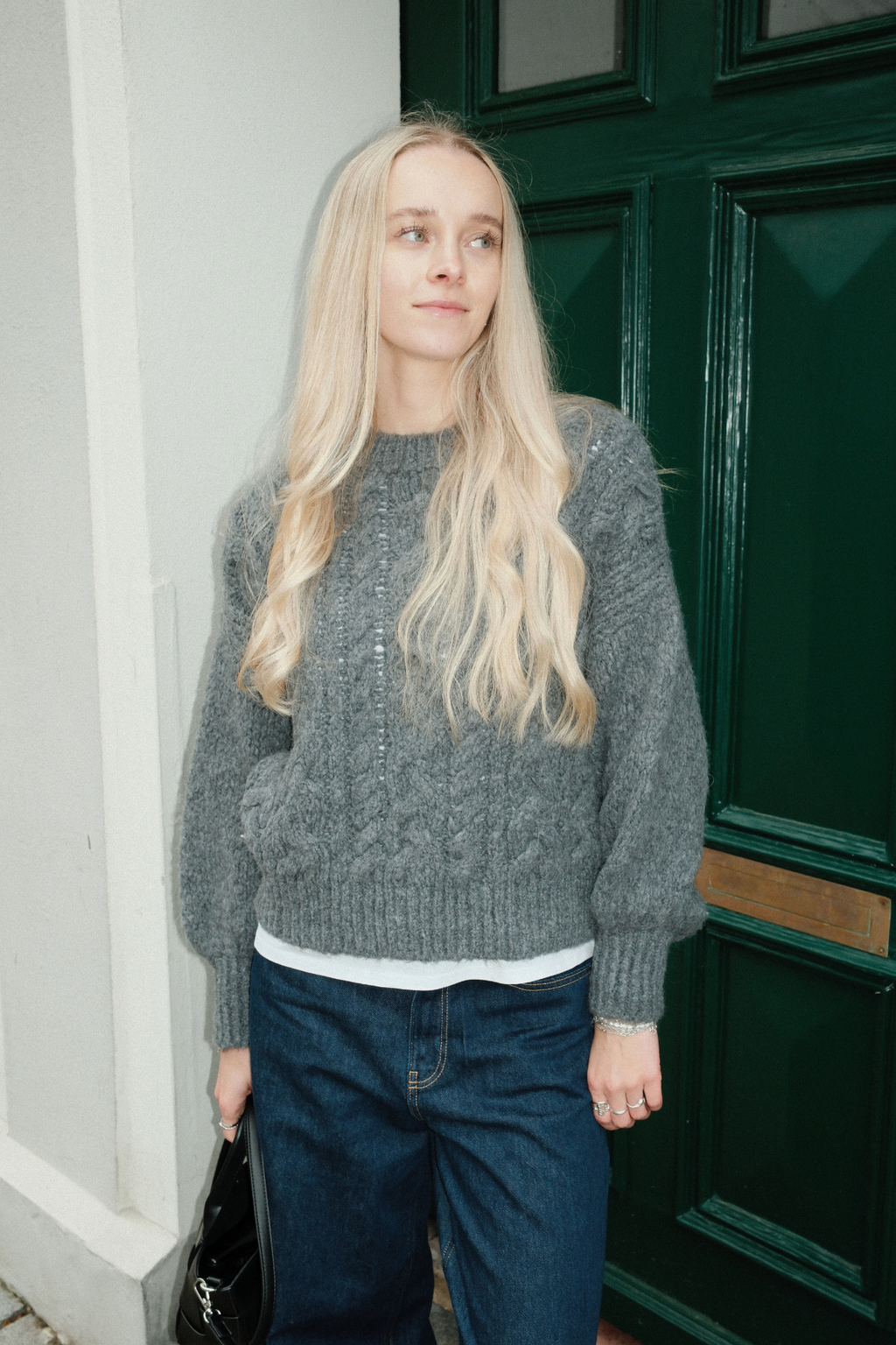 Emma Cable Knit - Mellomgrå