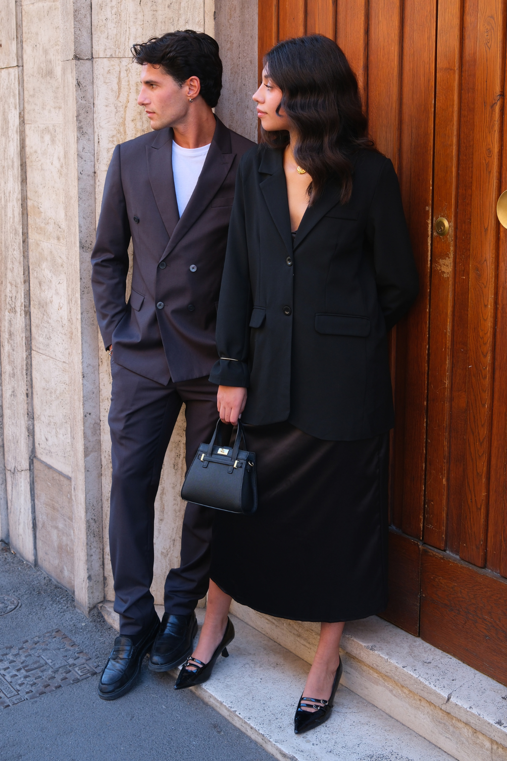 Premium Dobbeltspent Dress (Gråbrun)