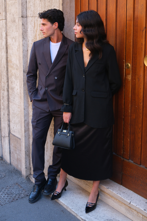 Premium Dobbeltspent Dress (Gråbrun)