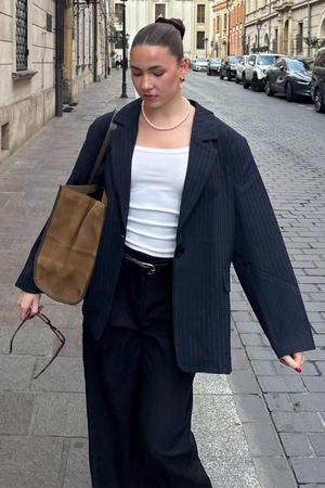 Oversized Blazer - Navy Pinstripe