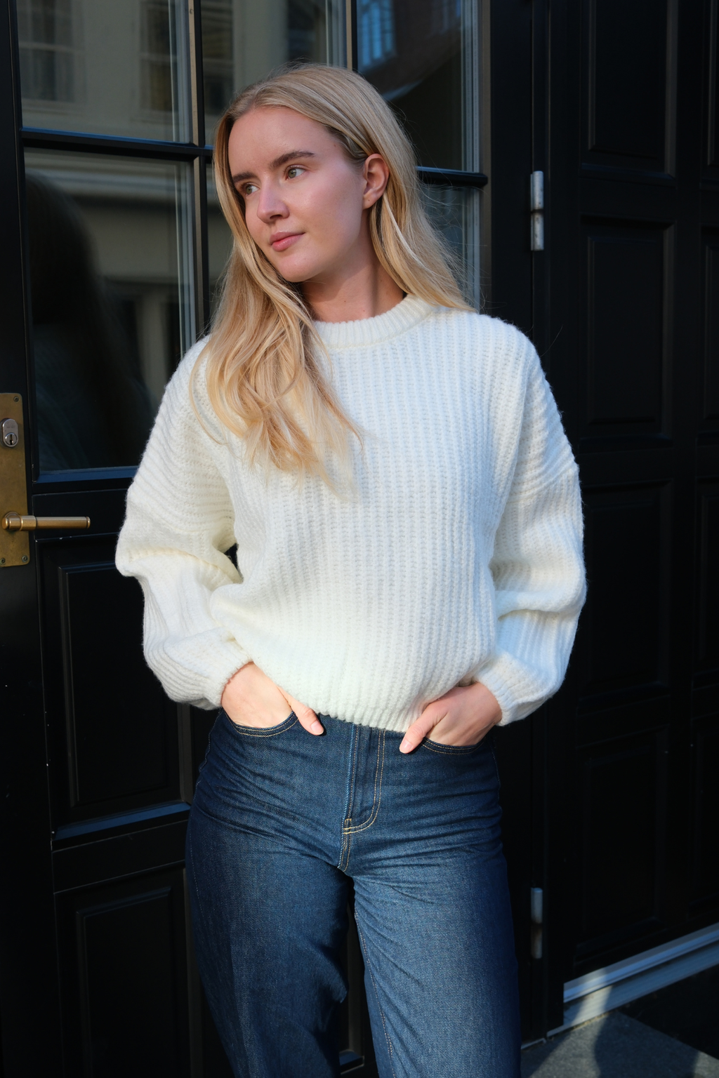 Gabriela Strikkegenser - Hvit