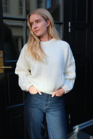 Gabriela Strikkegenser - Hvit