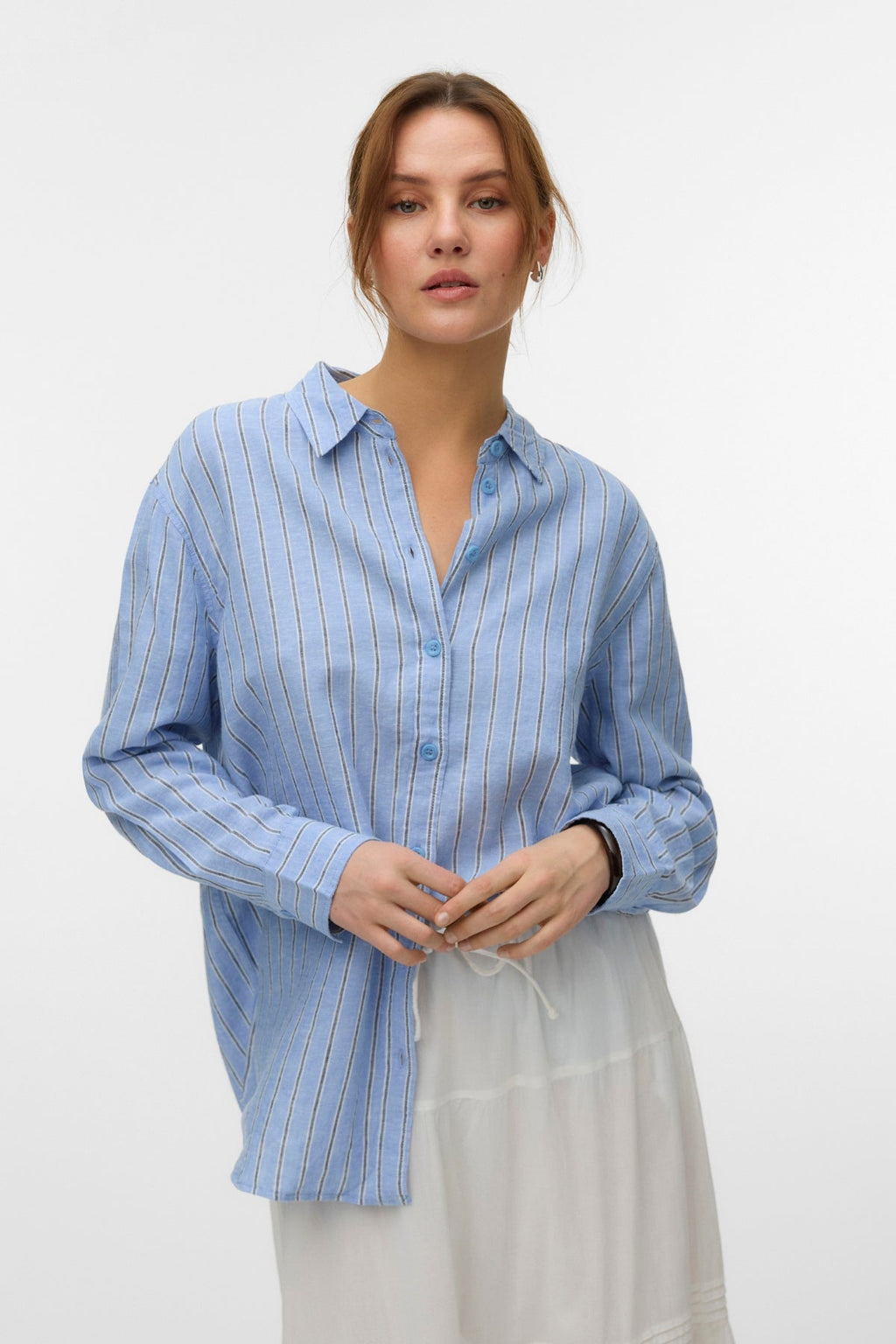Linn Skjorte - Cornflower Blå-Navy Blazer