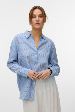 Linn Skjorte - Cornflower Blå-Navy Blazer