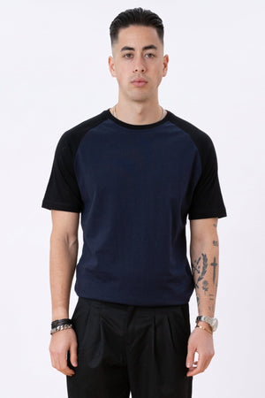 Basic raglan T-shirt - Svart-Navy