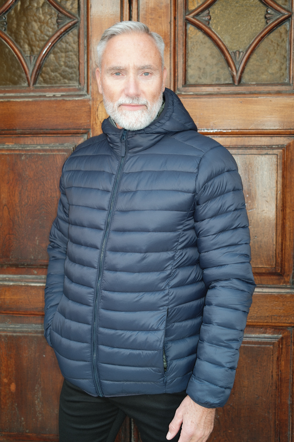 Hooded Light Puffer Jakke - Marineblå