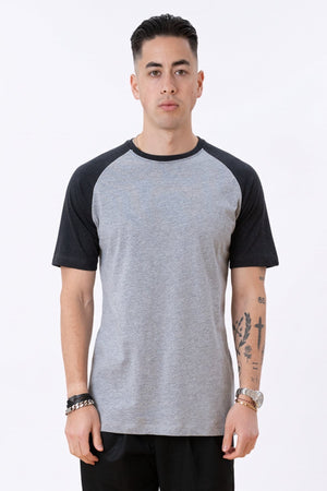 Basic raglan T-shirt - Svart-Lys Grå