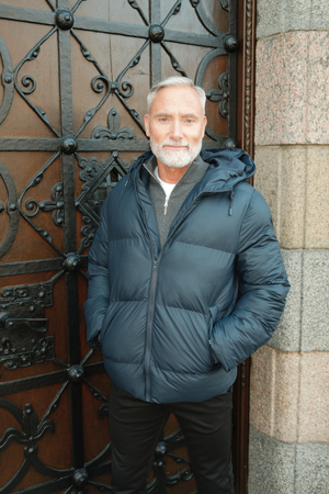 Coated Hooded Jakke - Marineblå