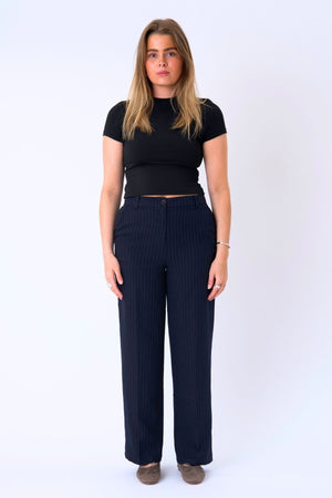 Klassiske Dressbukser - Navy Pinstripe