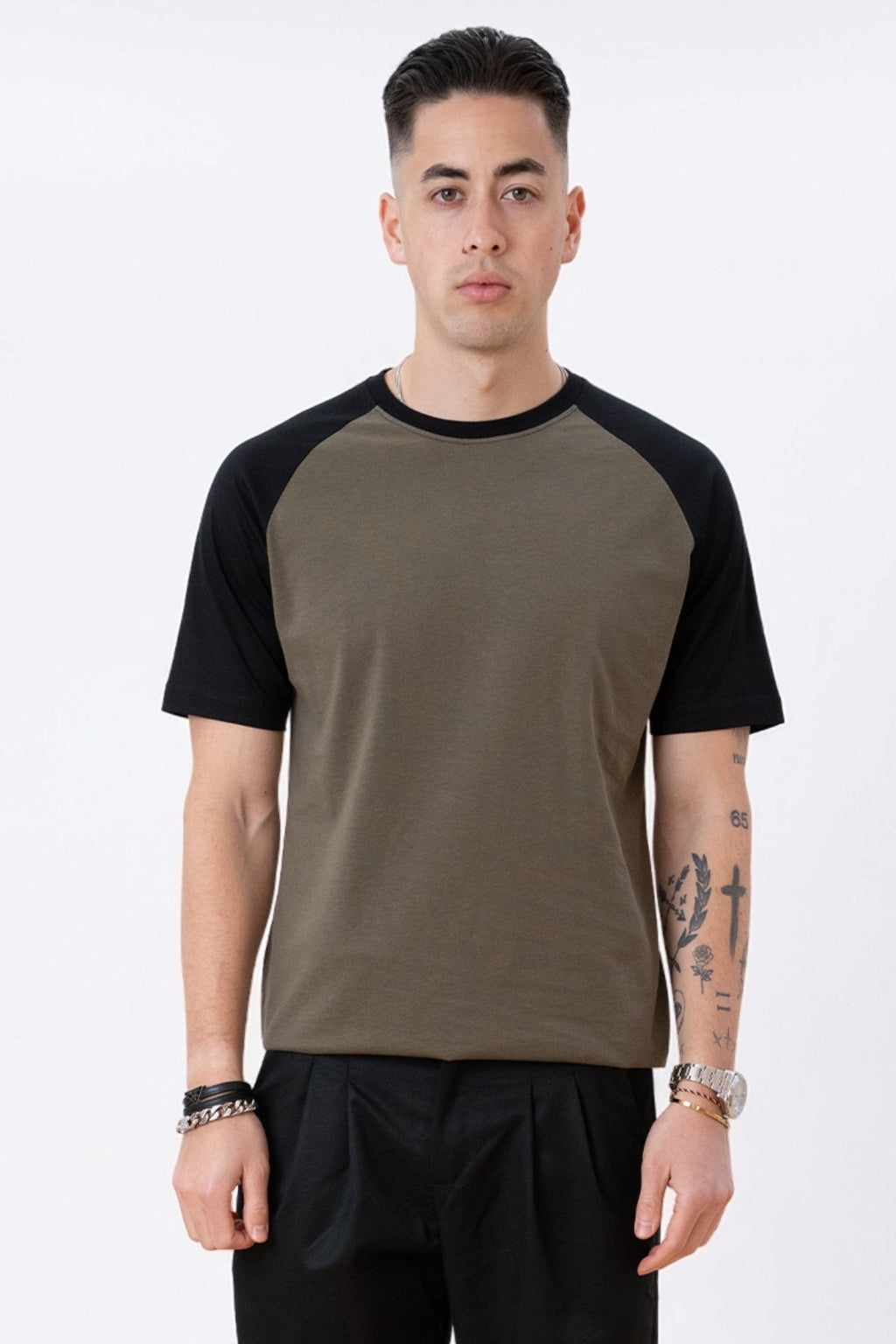 Basic raglan T-shirt - Svart-Army