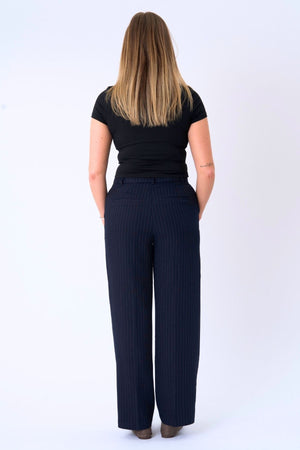 Klassiske Dressbukser - Navy Pinstripe
