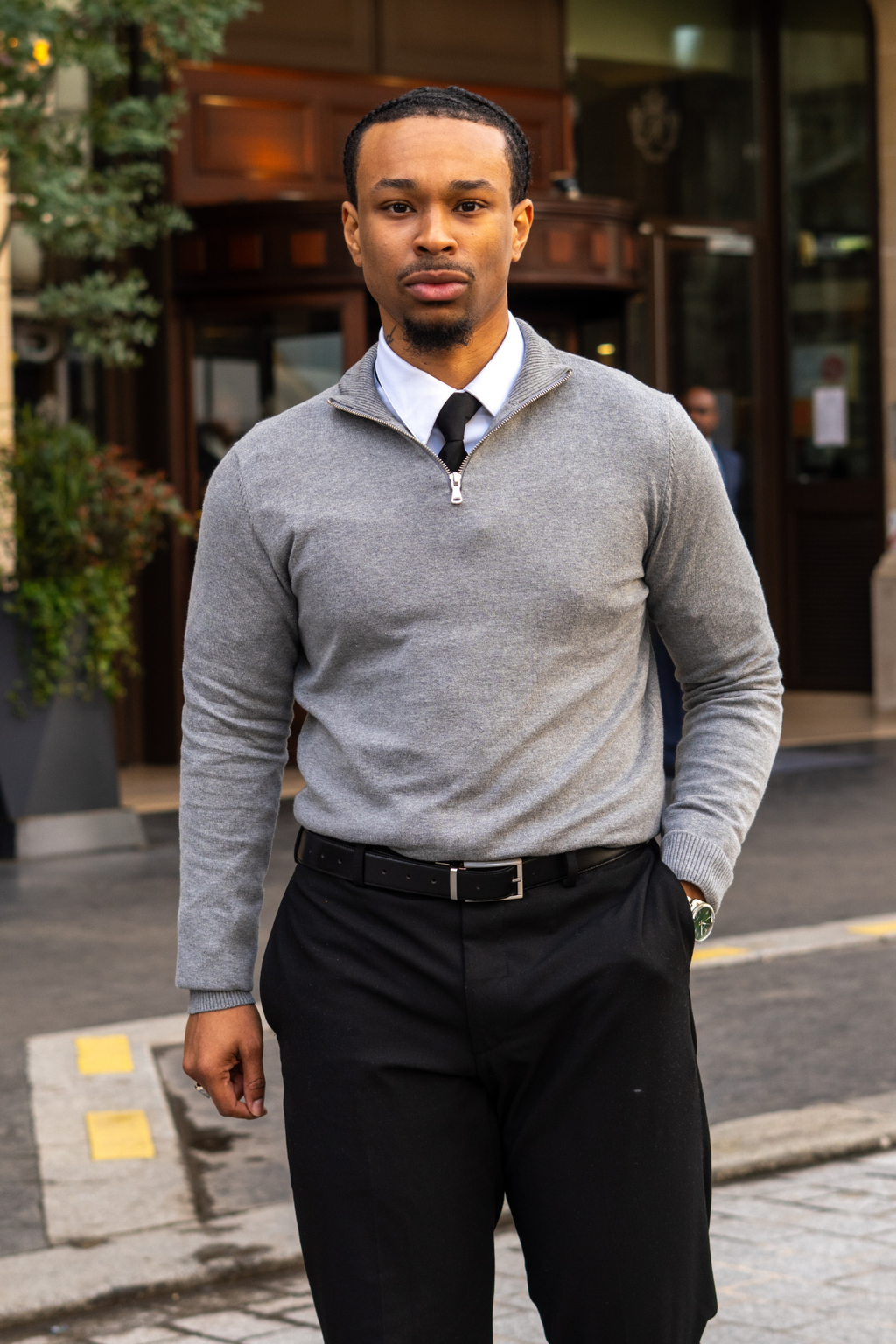 Pullover Half Zip - Grå Melange