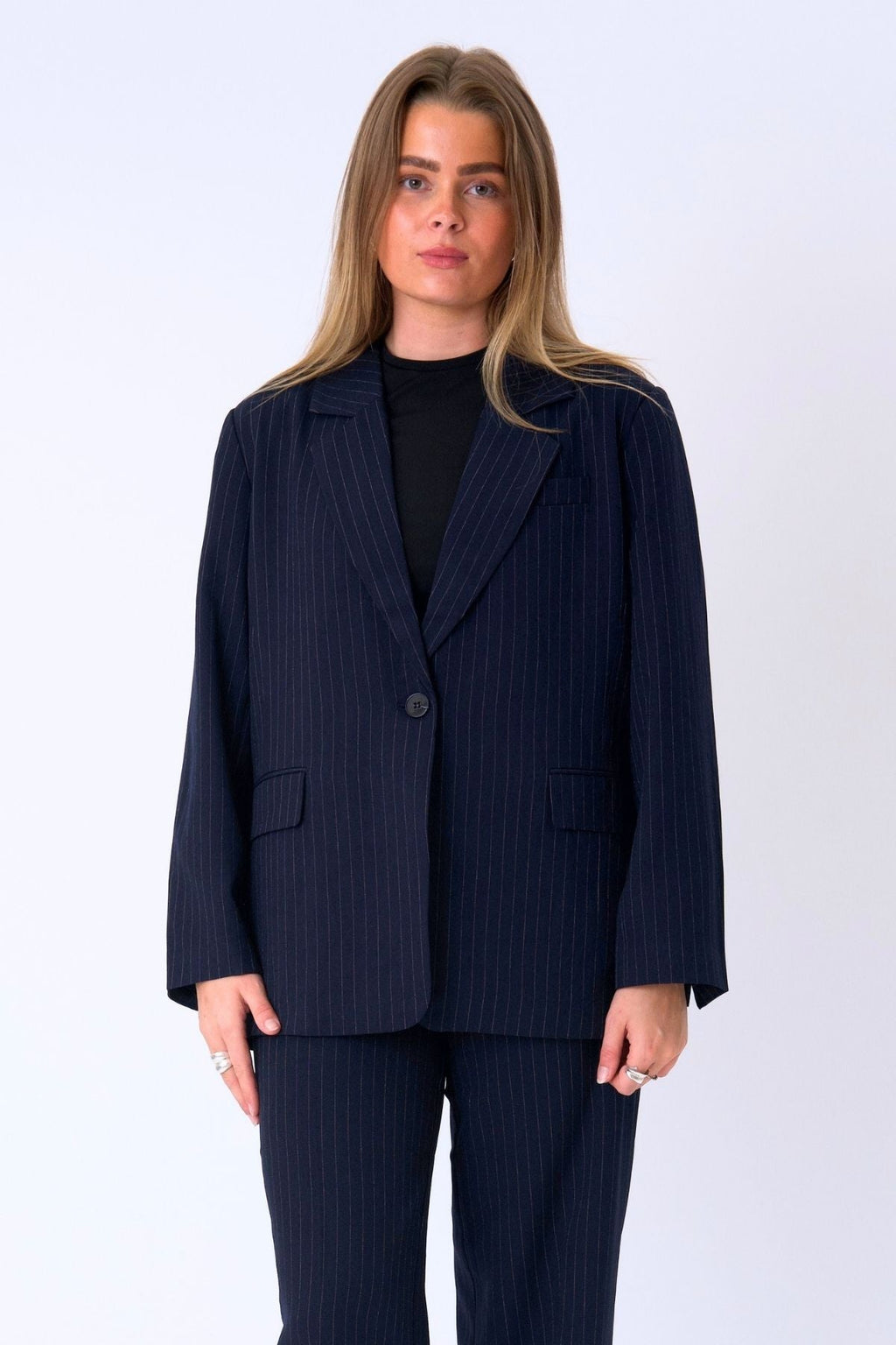 Oversized Blazer - Navy Pinstripe