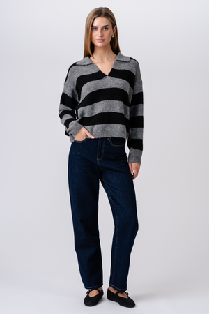 Nora Strikkegenser - Grå/Svart