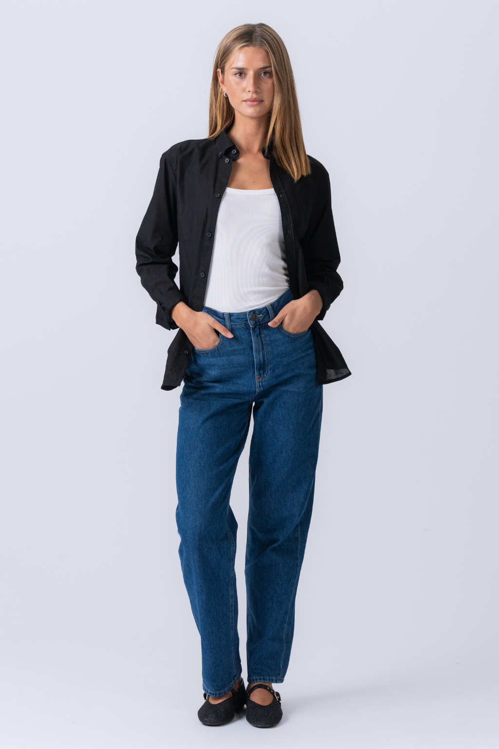 Boyfriend Oxford-skjorte - Svart