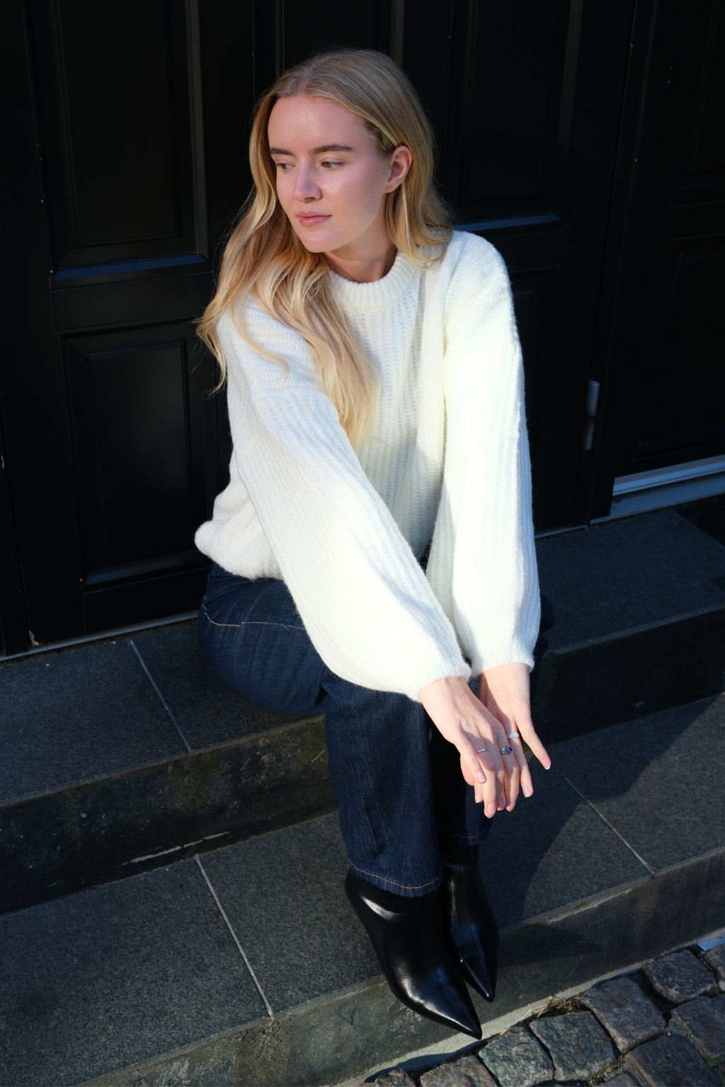 Gabriela Strikkegenser - Hvit