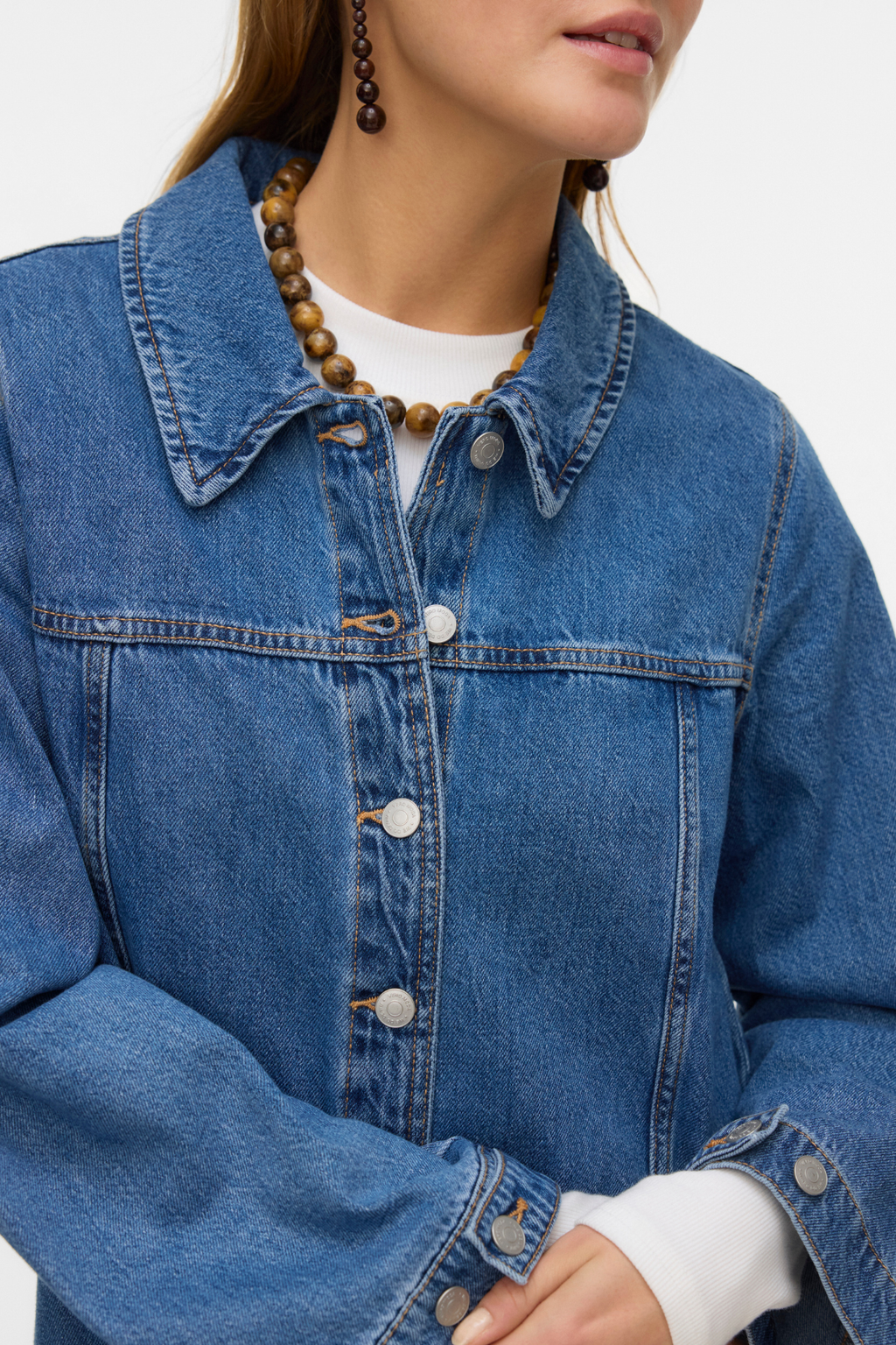 Findo Kort Denimkjole - Medium Blue Denim