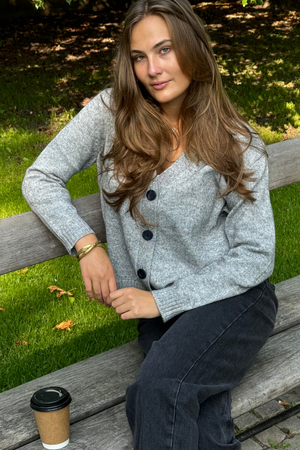 Strikket Cardigan - Lys Grå
