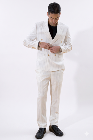 Classic Pants - Hvit Nålestripe