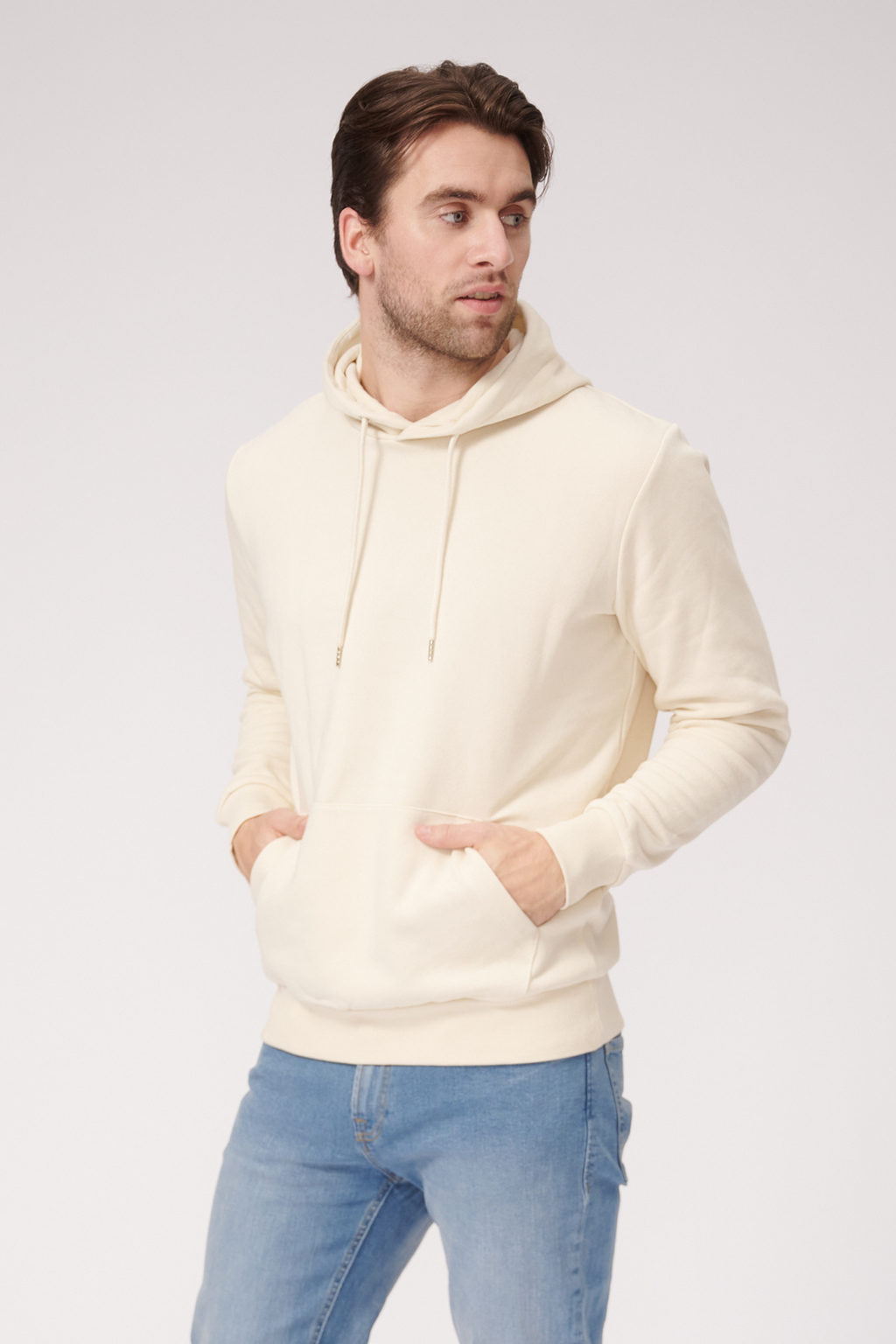 Basic Hoodie Sweat - Lys Beige