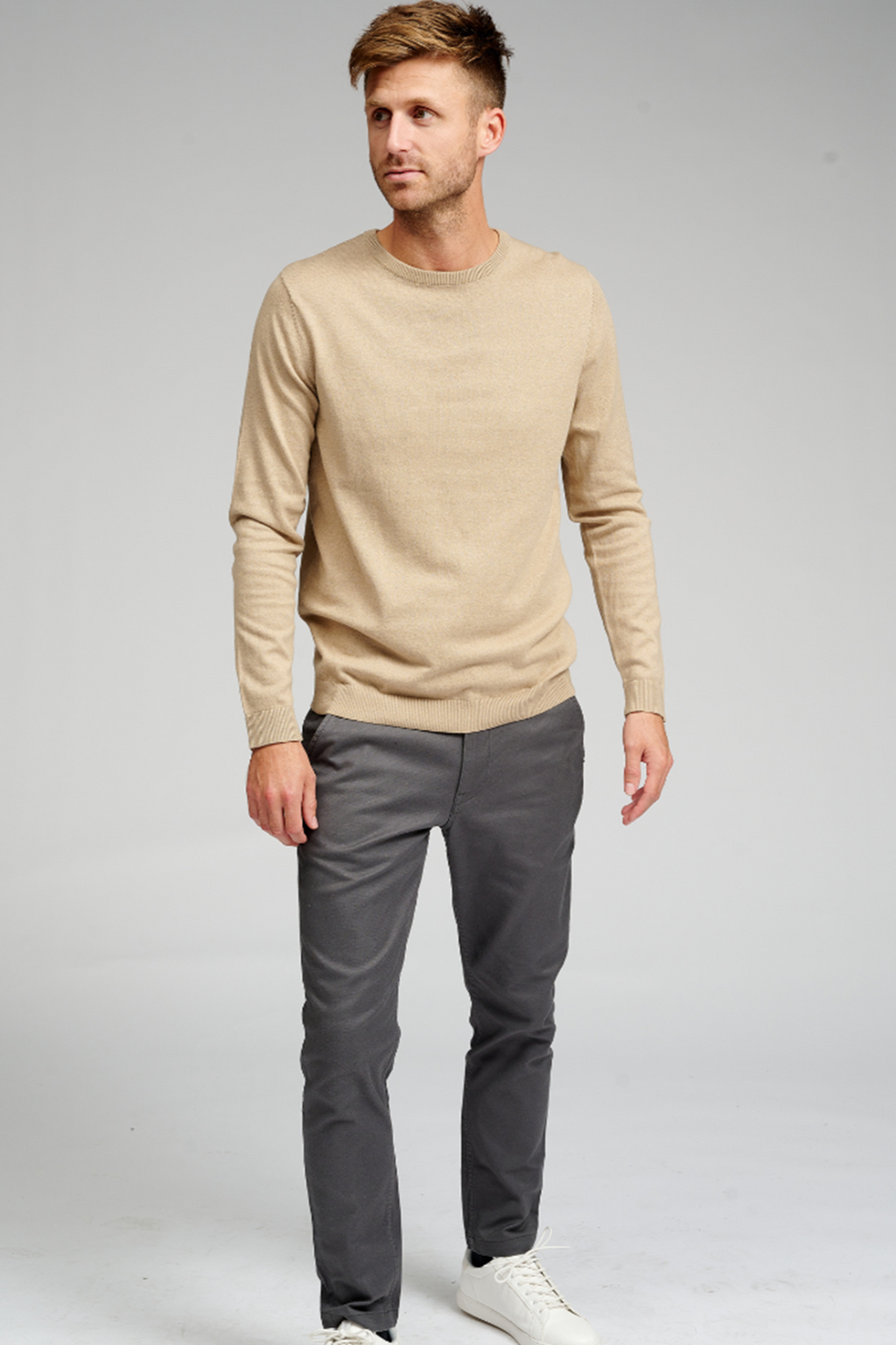 Basic Knit Crewneck - Beige